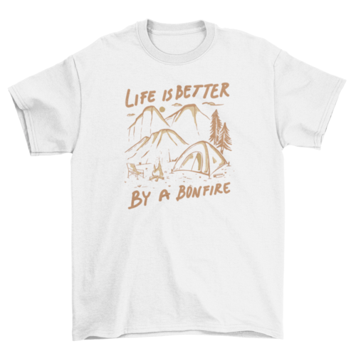 Camping nature tent and bonfire t-shirt