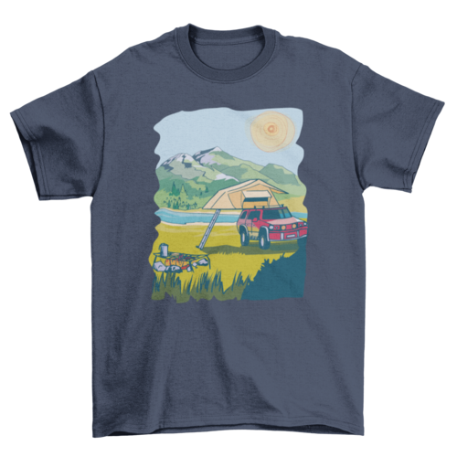 Camping lake landscape t-shirt