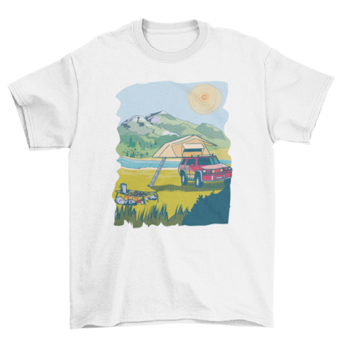 Camping lake landscape t-shirt